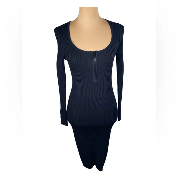 Cache Long Sleeve Blue Bodycon Dress Small - Picture 1 of 8